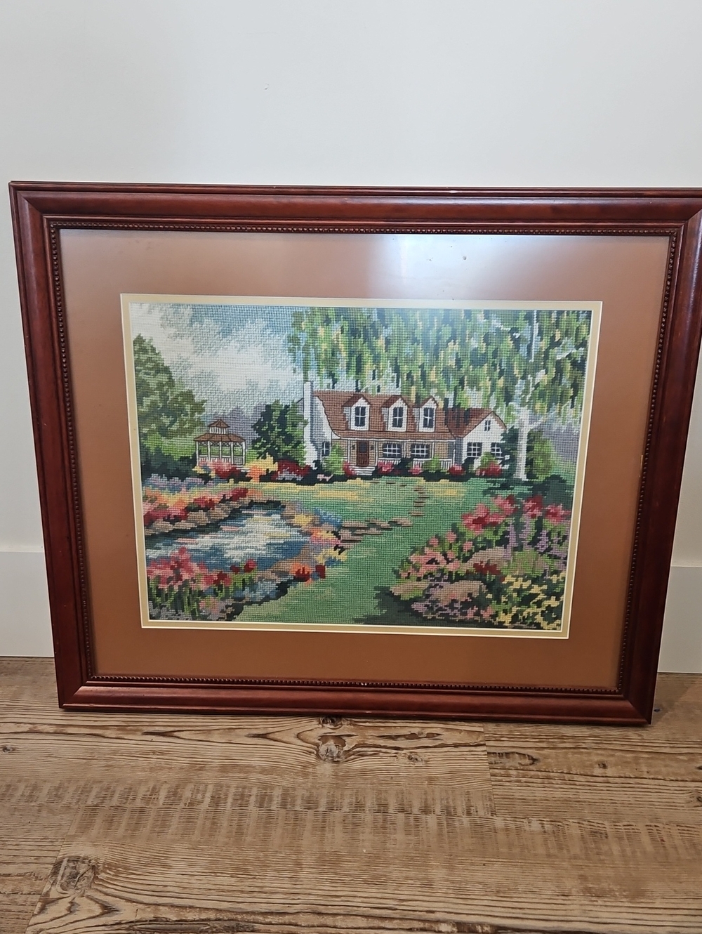 Framed Vintage 'Willow Pond' Needlepoint Kit 1991 By Lee K Parkinson # 2384